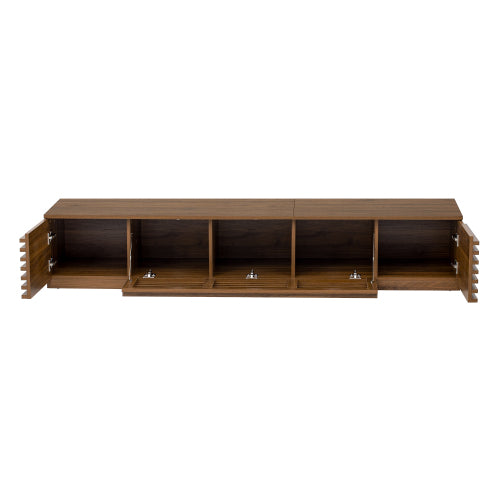 70.8 inch Walnut Fluted Flip Door TV Stand Low Profile Media Console For 65¨C80 Inch TV