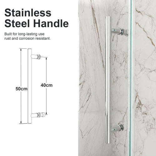 56"-60"W x 72"H Frameless Single Sliding Shower Door – 5/16" (8mm) Clear Tempered Glass, Bypass Design with Chrome Finish