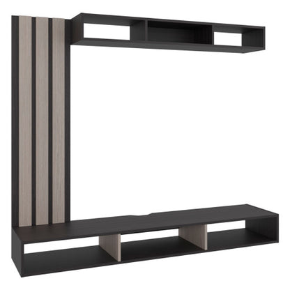 Black Wengue & Oak Floating Entertainment Center, 63 Inch Wall Media Console for TVs Up to 65 Inch TV
