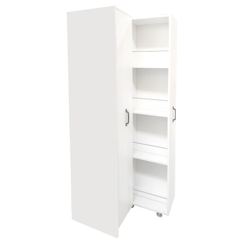 4-Tier Freestanding Pull-Out Door Bookcase Mobile Storage Cabinet with Wheels for Home Office Bedroom