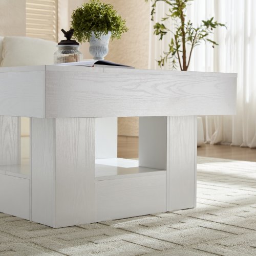 Rustic Square Coffee Table with Scalloped Edges