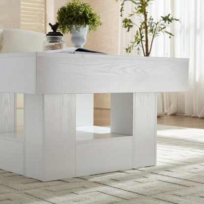 Rustic Square Coffee Table with Scalloped Edges