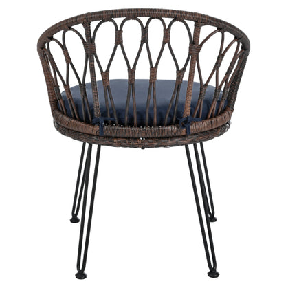 U_STYLE Outdoor Leisure Set, 2 Rattan Single Chairs with A Glass Round Table, Perfectly Suited for Patios, Balconies, and Courtyards