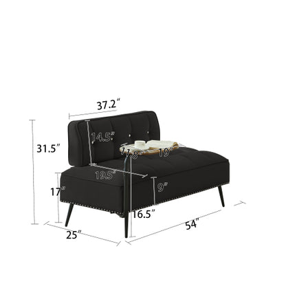 54-Inch Modern 2-Seater Velvet Loveseat Sofa with 360 degree  Rotating Side Table Space-Saving