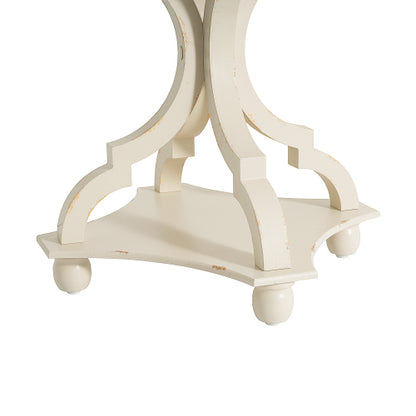 French Country Accent Table 19 Inch Hourglass Base Lipped Square Top Distressed Finish