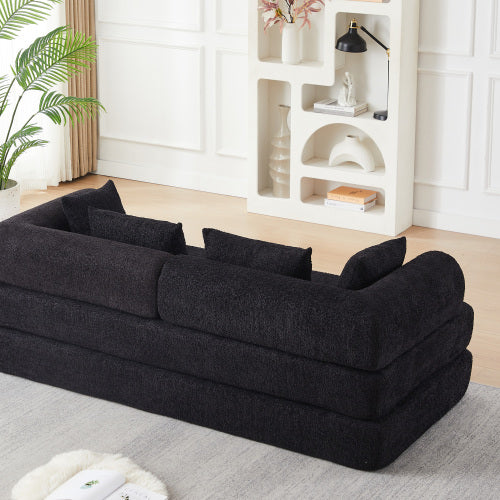 78.9 inch  Convertible Chenille Sleeper Sofa, Removable Armrest, DIY Customizable