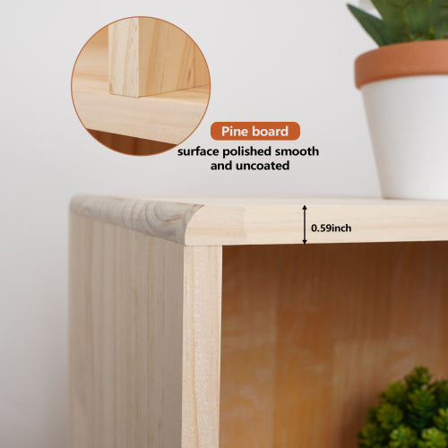 Solid Pine Storage Cabinet with 7 Compartments Wooden Organizer Shelf Natural Finish