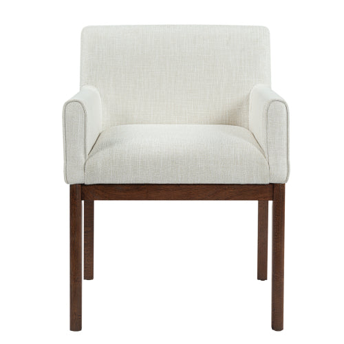 Upholstered Rubberwood Dining Armchairs, Set of 2, Beige/Brown