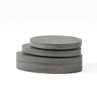 3-Layer Rotating Oval Coffee Table, Matte Black