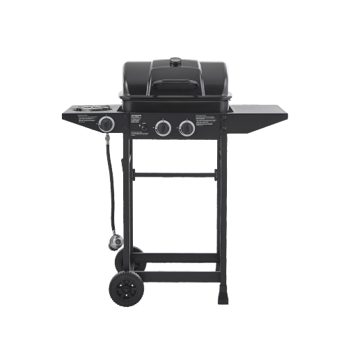 2 Burner BBQ Propane Gas Grill with Side Burner 24000 BTU Output Stainless Steel Barbecue Grill with Enameled Grates and Side Tables for Outdoor Cooking Kitchen and Patio Backyard