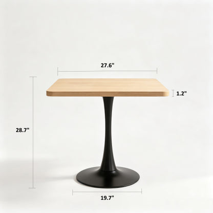 27.6 Inch Tulip Square Dining Table, Natural Color