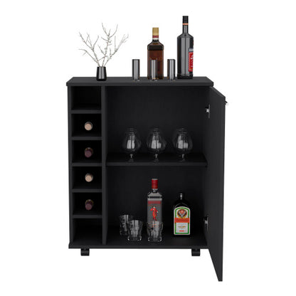 Bar Cart with Integrated Wine Storage, Spacious Cabinet and Smooth Rollers
