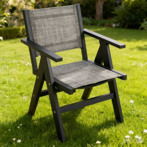 Lounge chair CHARCOAL GREY color, suitable for all seasons: Outdoor lounge chair, made of sturdy HIPS material, equipped with 304 stainless steel accessories.
