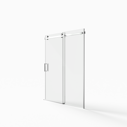 56-60"W x 72"H Frameless Sliding Shower Door,5/16" (8mm) Thick SGCC Tempered Clear Glass,Double Side Easy Clean Coat, Brushed Nickel Finished With Buffer