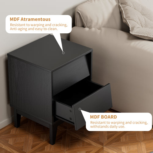 2 Set Nightstands Features Vintage-style and Bevel Design, Made of MDF, Mid Century Modern Nightstand, Night Stand for Bedroom