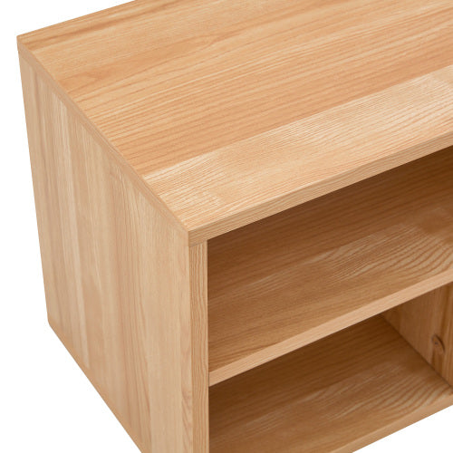 Modular TV Stand with Open Storage Shelves Light Wood Entertainment Center