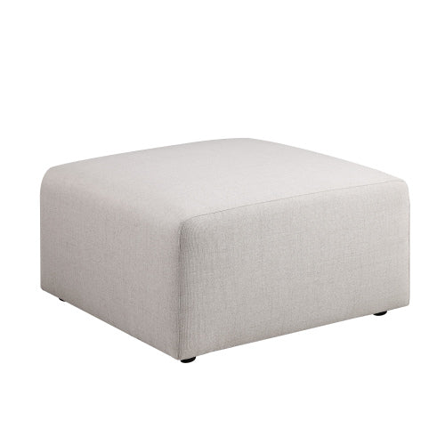 Beige Chenille Square Ottoman 29.92 inchx29.92 inch, Fully Assembled Multiuse Footrest for Living Room
