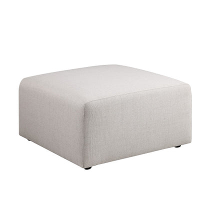 Beige Chenille Square Ottoman 29.92 inchx29.92 inch, Fully Assembled Multiuse Footrest for Living Room