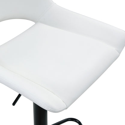 Modern Swivel Adjustable Bar Stools Set - 2 Pack, White PU Material, with Footrest, Holds Up to 250 lbs, Suitable for Home Bars and Kitchen Islands