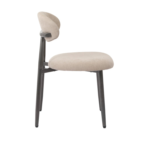 Modern Fabric Upholstered Metal Dining Side Chairs with Foot Pegs, Set of 2, Camel