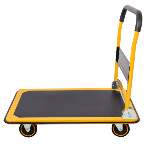 Foldable Platform Truck Push Dolly 330 lb. Weight Capacity Black and Yellow