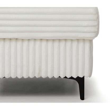 Contemporary Upholstered Ottoman, Compact Multiuse Padded Footrest & Accent Seat for Bedroom Living Room