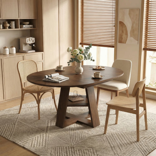 43-59 Inch Extendable Round Dining Table for 4-8 People