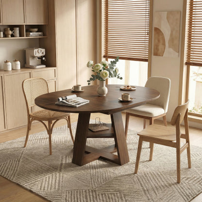 43-59 Inch Extendable Round Dining Table for 4-8 People