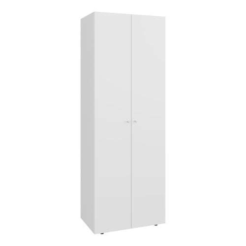 Home 2 Doors Closet System Armoire, Hanging Rod and Storage Shelf, Modern Armoire for Bedroom Organization Storage, White