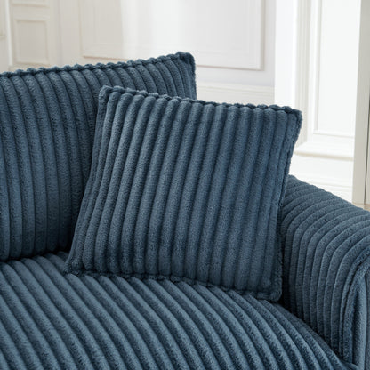 Blue Retro Corduroy Ergonomic Lazy Single Sofa Chair with Dual Armrests