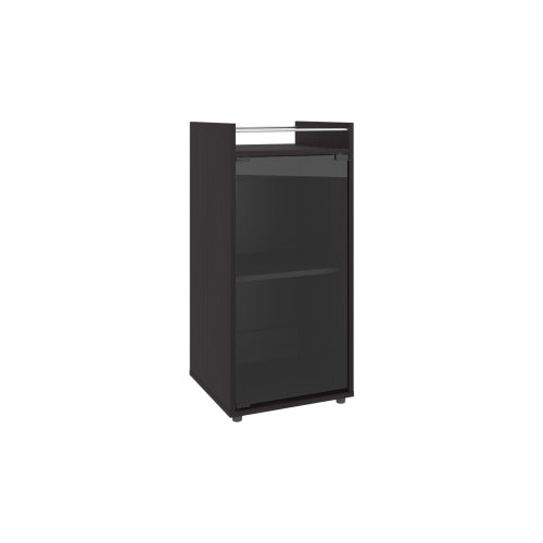 Minibar Cabinet 2 Doors, Open Shelf And Compact Design, Modern Bar Storage, Black