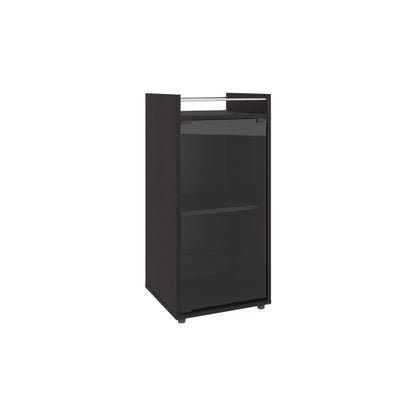 Minibar Cabinet 2 Doors, Open Shelf And Compact Design, Modern Bar Storage, Black