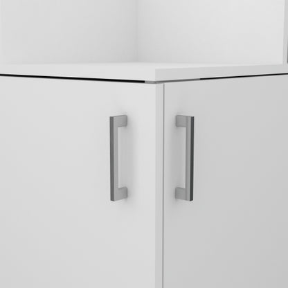 Corner Bar Cabinet, Two External Shelves White