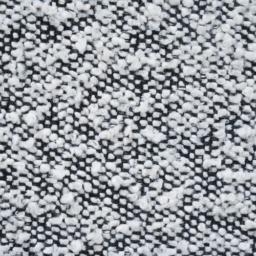 30 inch Square Black White Loop Yarn Ottoman, Upholstered Footrest with Solid Rubber Wood Feet for Multi-Room Use