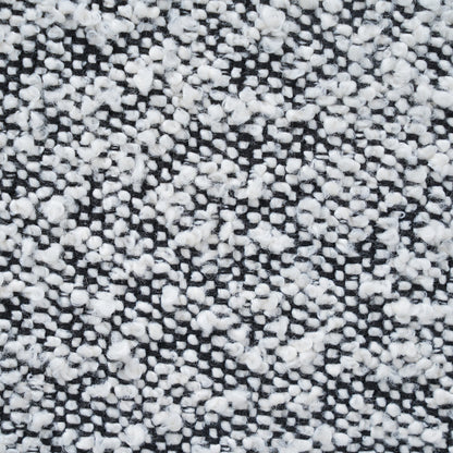 30 inch Square Black White Loop Yarn Ottoman, Upholstered Footrest with Solid Rubber Wood Feet for Multi-Room Use
