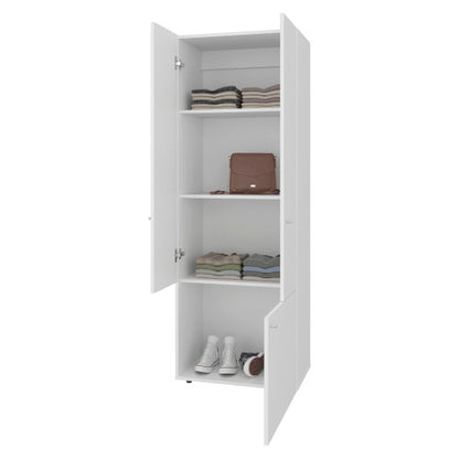 3-Door Tall Wardrobe Cabinet with 4 Shelves – Freestanding Storage Armoire for Bedroom or Entryway, White