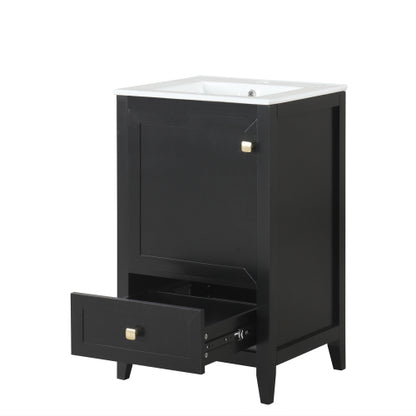 20" Bathroom Vanity with Sink, Bathroom Cabinet with Soft Closing Door, Storage Rack and A Drawer, Black