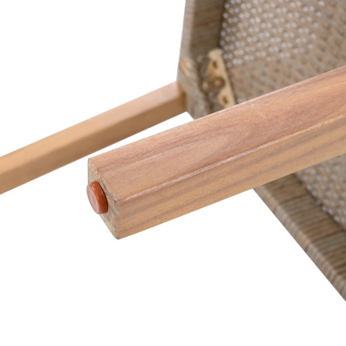 Outdoor Dining Chairs Set of 2, Light Teak Acacia Wood Frame and Multi Light Brown PE Wicker, Ideal for Patios, Gardens