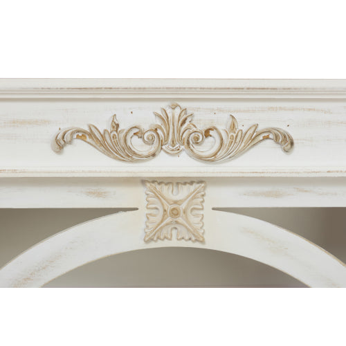 65-Inch Antique White 4-Tier Tall Bookcase for Living Room Office