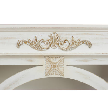 65-Inch Antique White 4-Tier Tall Bookcase for Living Room Office