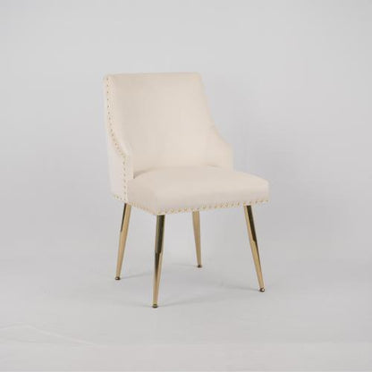 Tufted Velvet Dining Side Chairs with Nailhead Trim, Set of 2, Beige