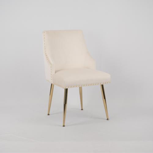 Tufted Velvet Dining Side Chairs with Nailhead Trim, Set of 2, Beige