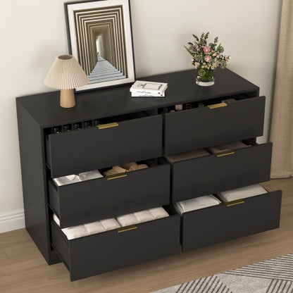 Simply Modern 6-Drawer Dresser, Chest of Drawers for Bedroom, Living Room, Hallway, and Entryway - Large Storage Cabinet Black