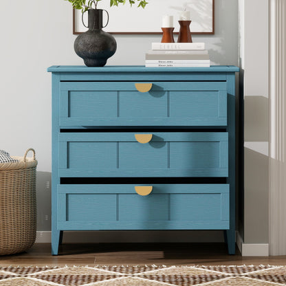 American Style 3-Drawer Storage Cabinet Anti-Tip Design Non-Slip Foot Pad Household Bedroom Study Wooden Chest Cabinet