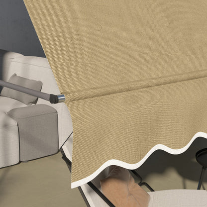 Outsunny Manual Retractable Awning, 118" Non-Screw Freestanding Patio Sun Shade Shelter with Support Pole Stand and UV Resistant Fabric, for Window, Door, Porch, Deck, Beige