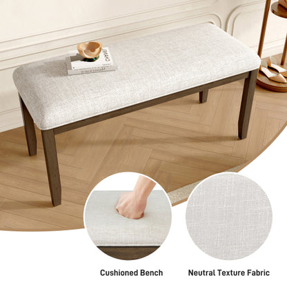 Upholstered Bench for Bedroom End of Bed,38-inch Entryway Bench for Living Room,Dining Bench with Padded Seat and Solid Wood Leg for Kitchen Bedroom,Indoor and Hallway (Bench, Beige+Brown)