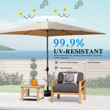 Rectangle Patio Umbrella with Crank Lift , Beige (Base not included)