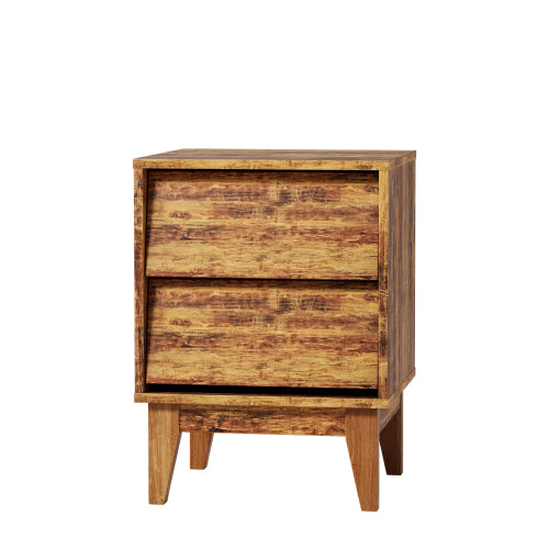 2 Set Nightstands Features Vintage-style and Bevel Design, Made of MDF, Mid Century Modern Nightstand, Night Stand for Bedroom