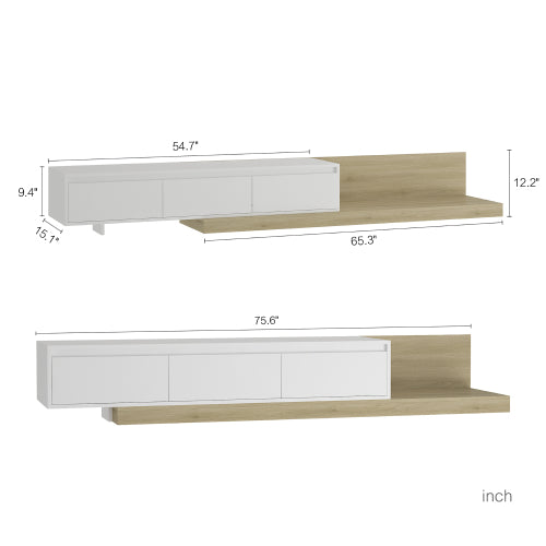 Wooden Modern LED TV Console 16 Color Changing Lights Large Storage Entertainment Center for Home