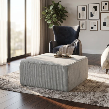 Upholstered Square Ottoman, Light Blue
